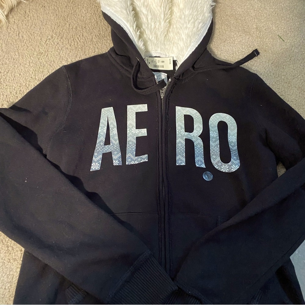 Aero zipped hoodie with faux fur hood